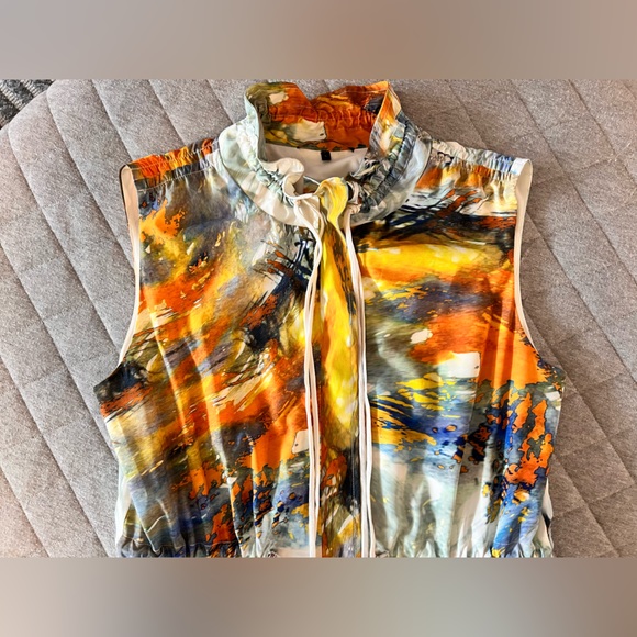 KOBI HALPERIN Small Shari Front Zip Vest Watercolor Print Original $395 - Picture 5 of 9